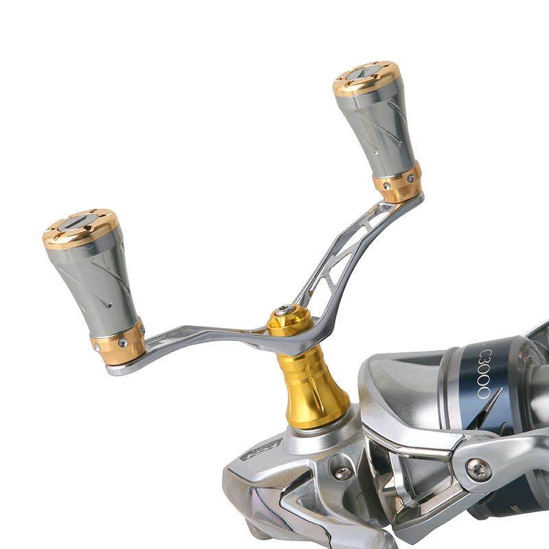 钓鱼渔轮改装全金属纺车轮双摇臂适用D/S牌轻量手把鱼轮配件