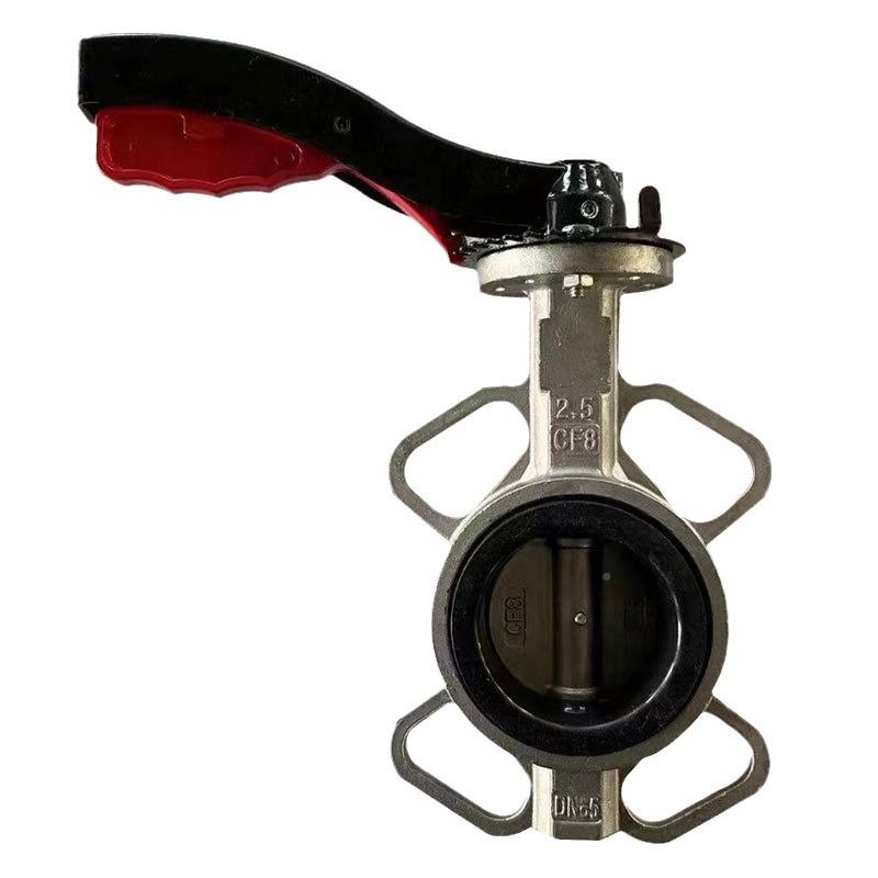 不锈钢对夹蝶阀铝1合金手1柄CF8软密封蝶阀LD71X-0/6P厂家河北