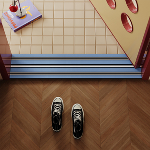 复古风条纹门槛石地垫入户门浴室门口窄长条脚垫硅藻泥吸水防滑垫