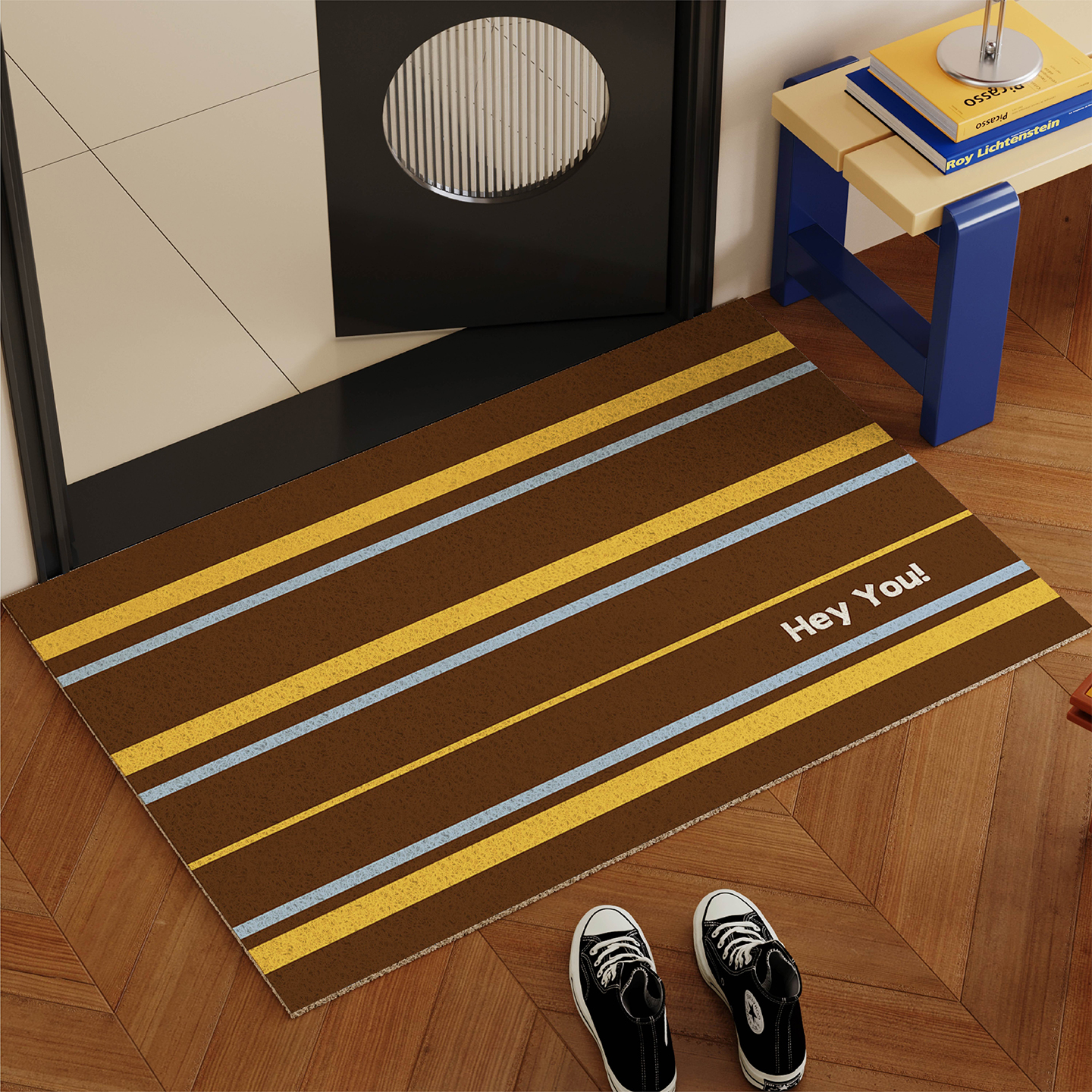 复古条纹高级感入户地垫丝圈防滑