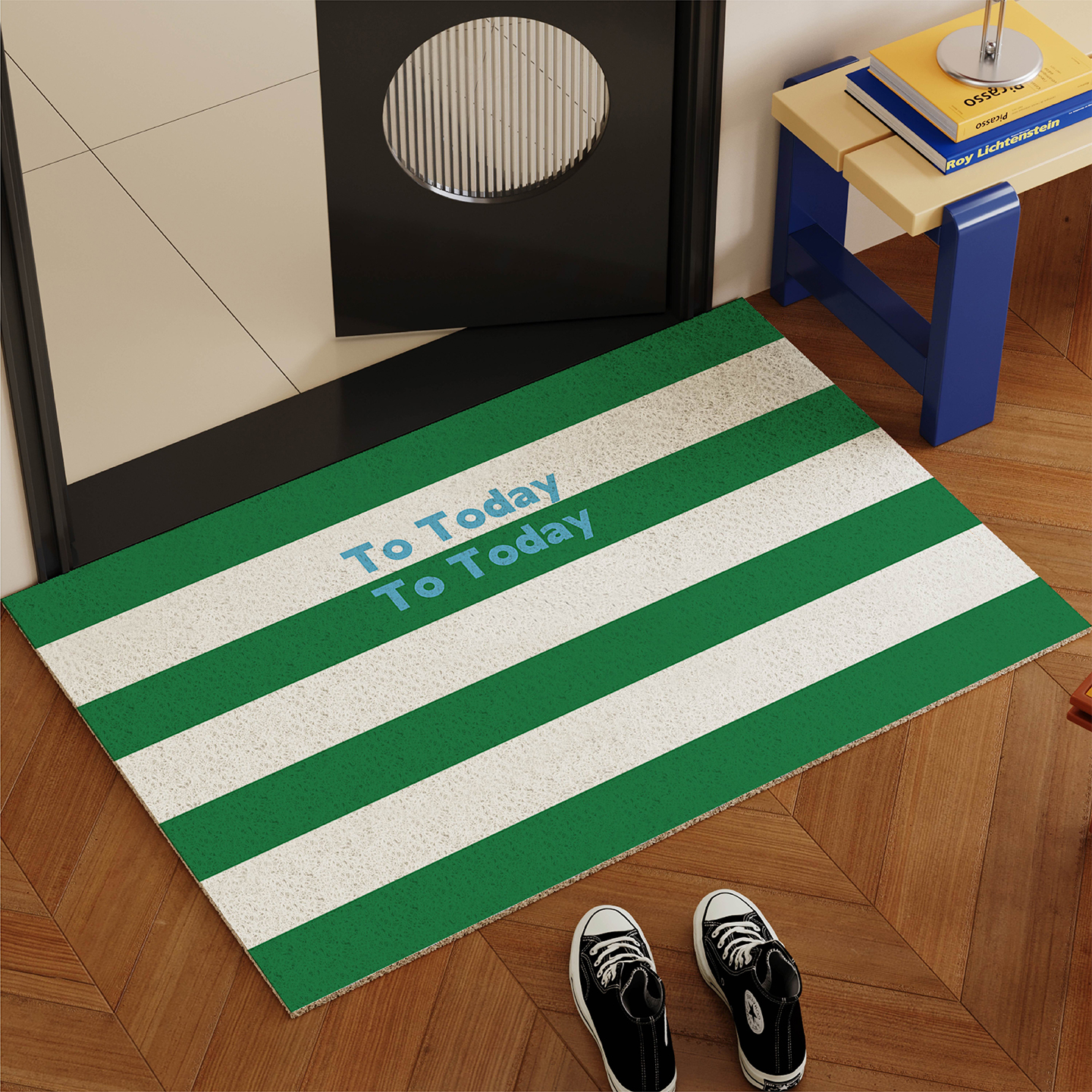 简约条纹高级感入户丝圈除尘地垫