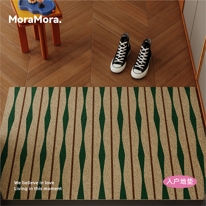 高级感中古入户地垫丝圈防滑脚垫耐脏免洗毯可裁剪门口门外进门垫