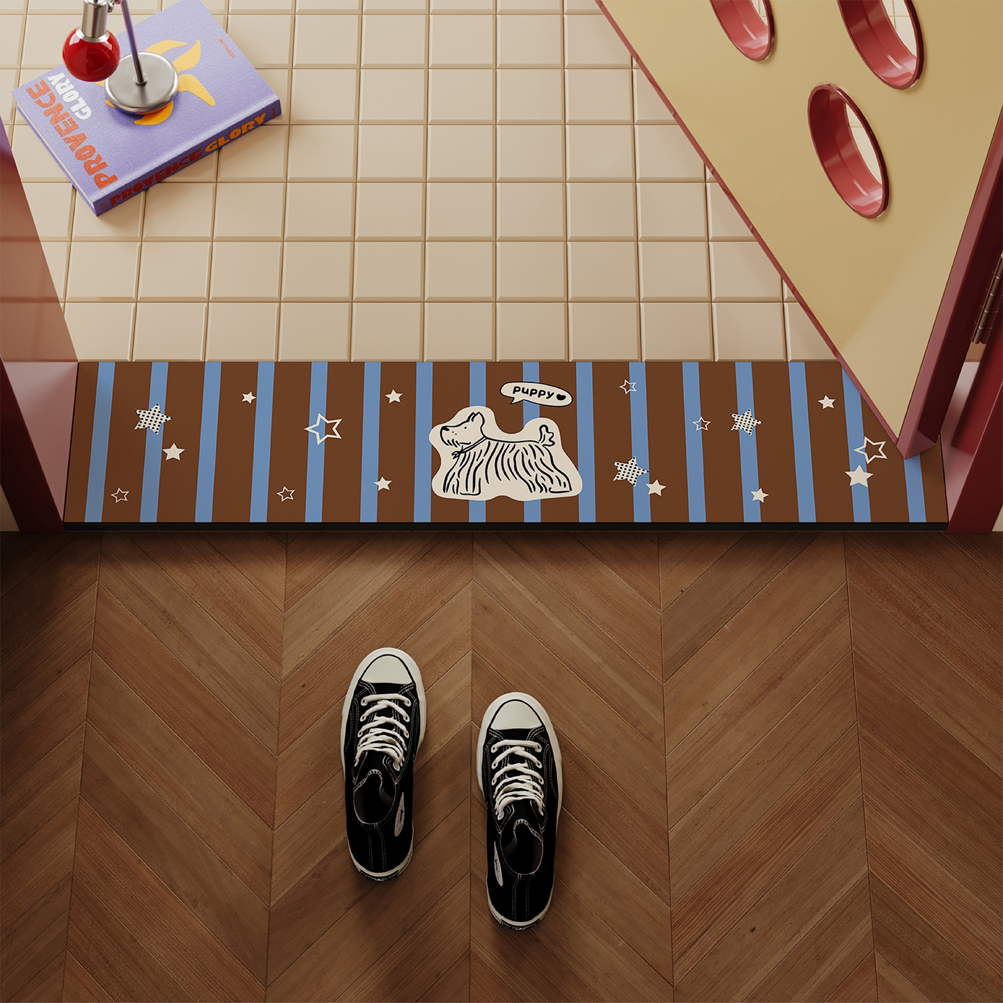 卡通复古风门槛石地垫吸水防滑垫