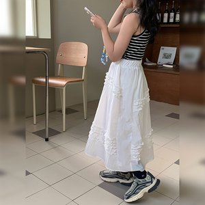 女童花边半身裙2023夏季新款儿童时尚高腰A字裙子中大童百搭半裙