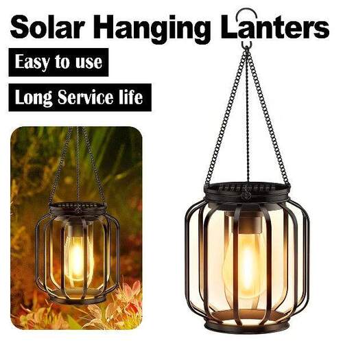 Solar Lantern Led Light Warm White Lamp Outdoor Sensor