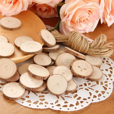 30/60Pcs Natural Unfinished Wood Slices Round Wooden Circles