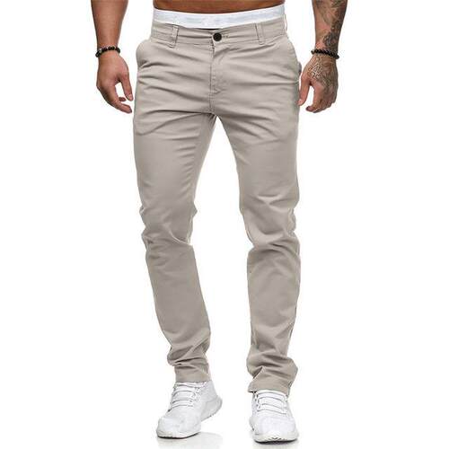Men skinny casual jeans denim pants white trousers休闲长裤男