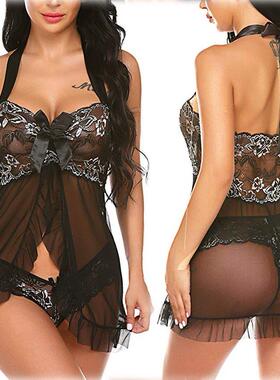 Sexy lingerie sexy halter women's mesh perspective pajam