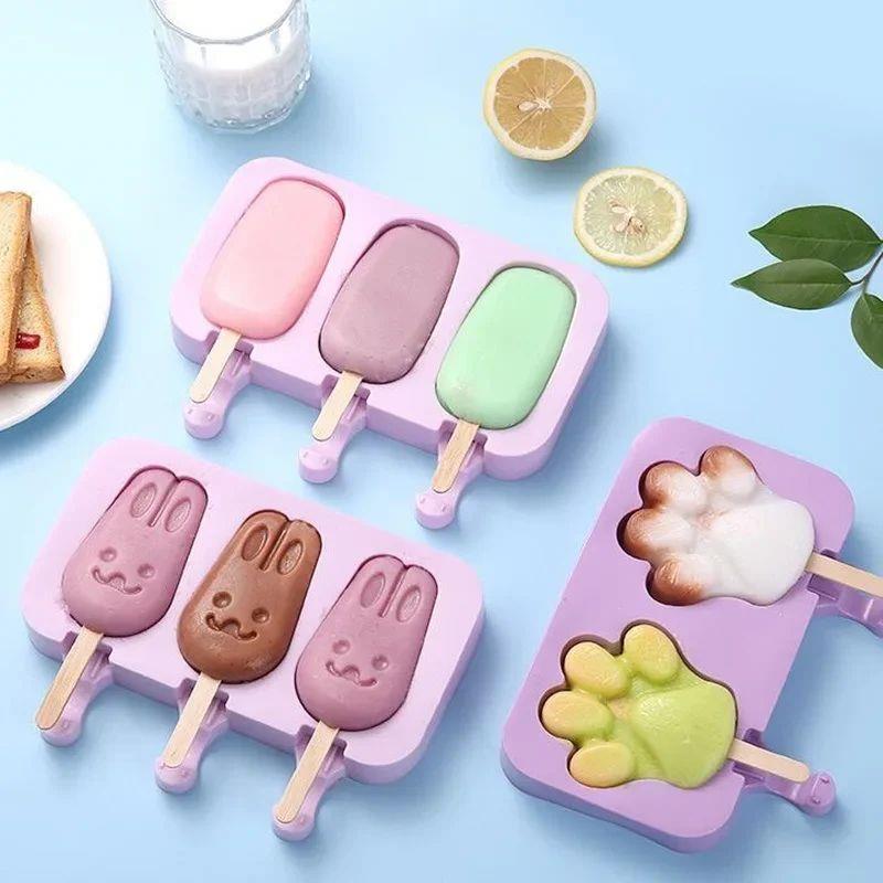 Homemade DIY Cute Cartoon Ice Cream Maker Mould Silicone Pop