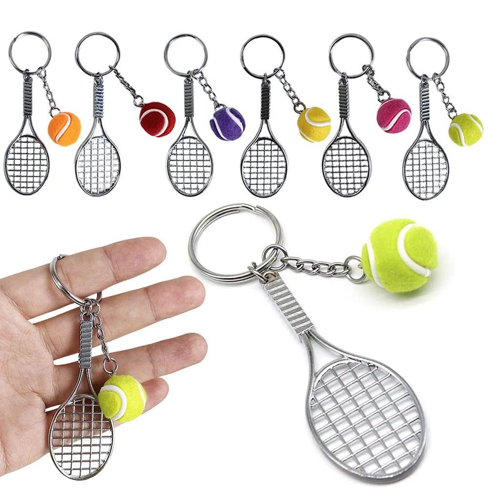 1pc Mini Tennis Racket Keychains Tennis Ball Key Rings