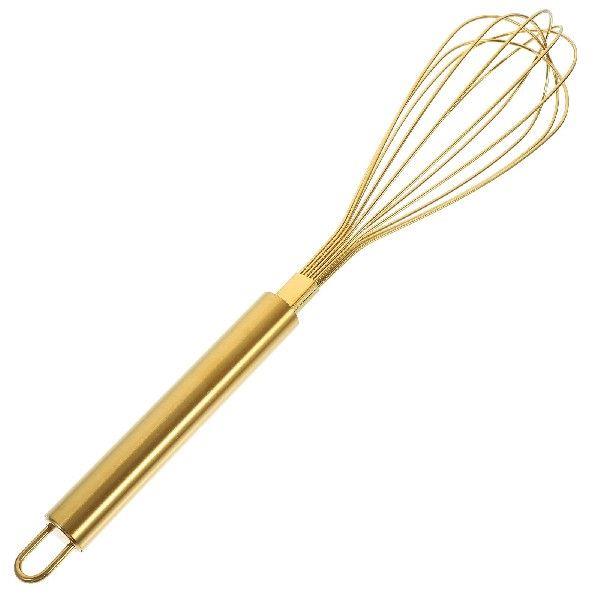 Egg Whisk Balloon Wire Stainless Steel Golden Manual Mini