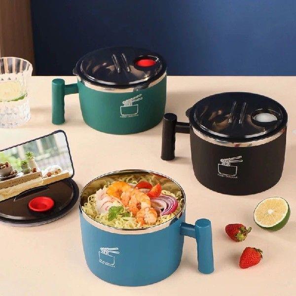 1000ML Cute Stainless Steel Ramen Bowl With Lid Instant