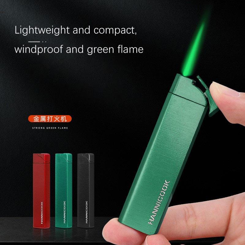 Ultra-thin green flame straight-through lighter cigar lighte
