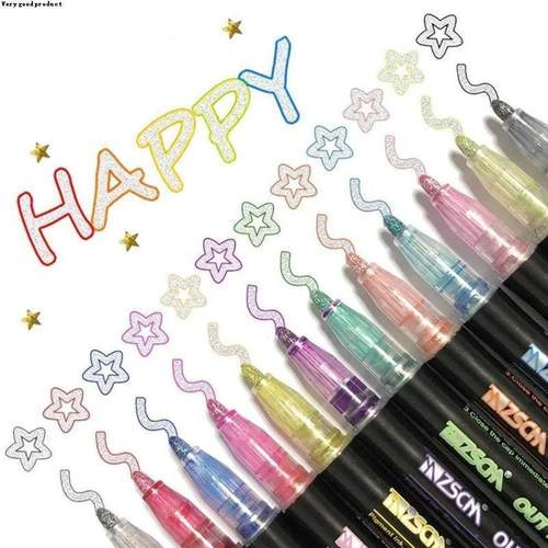 12 Color Double Line Outline Art Pen Marker Pen DIY Graffiti