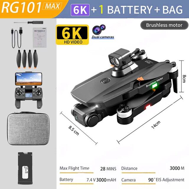2022 신제품 RG101 MAX GPS 드론 6K 전문가용 듀얼 HD 카메라