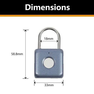 智能指纹挂锁小号安全锁高灵敏指纹感应USB充电 Fingerprint lock