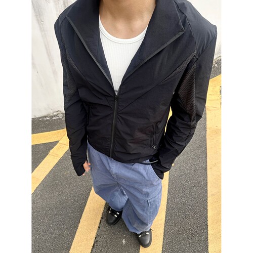 EME男装 防晒衣轻量薄款立领休闲跑步运动户外廓形网眼原纱防晒服