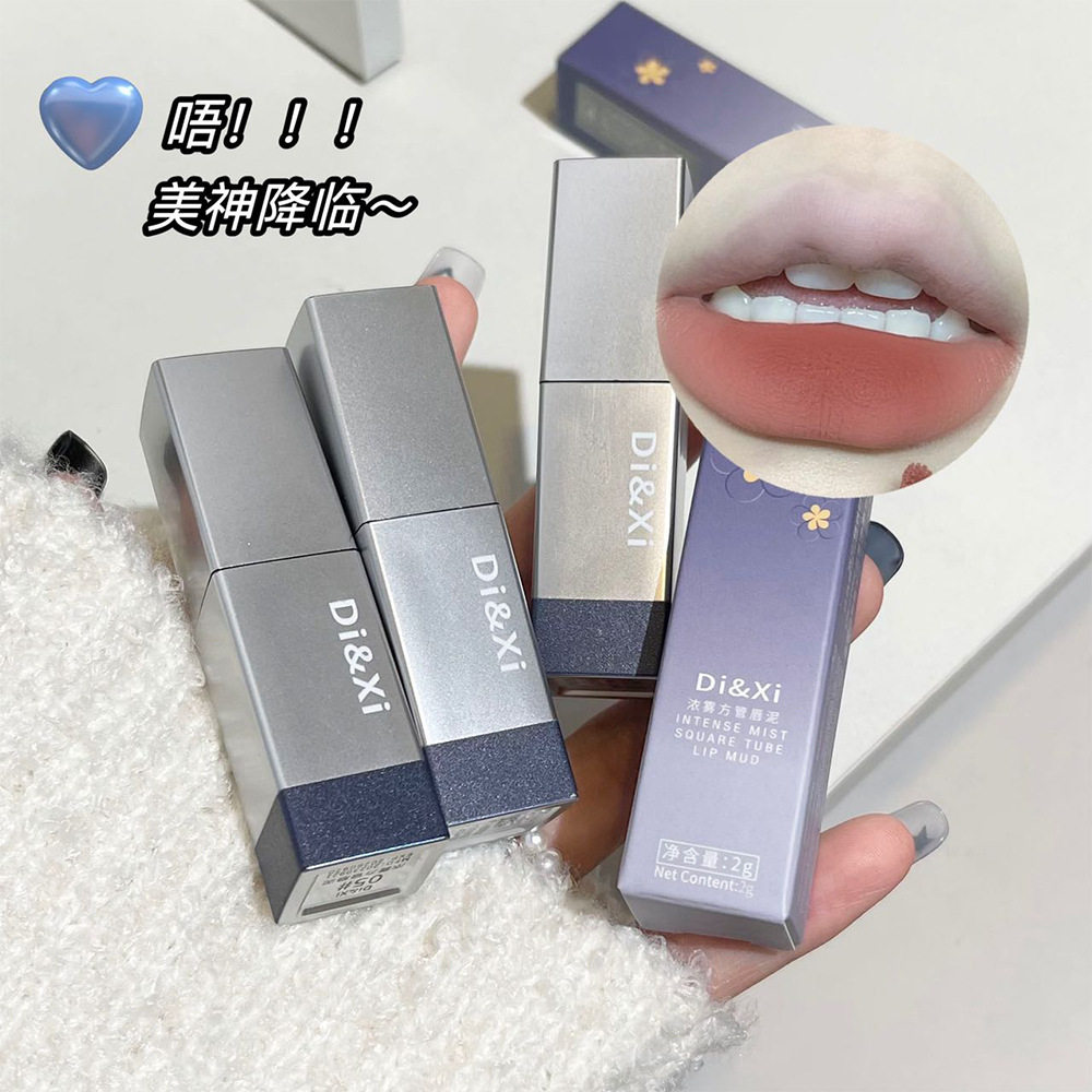 di&xi浓雾丝绒唇泥哑光显白方管口红提色百搭平价彩妆