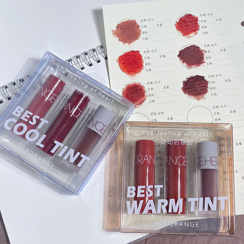 HERORANGE~小唇釉套装口红国货平价礼盒唇泥冷暖色调发