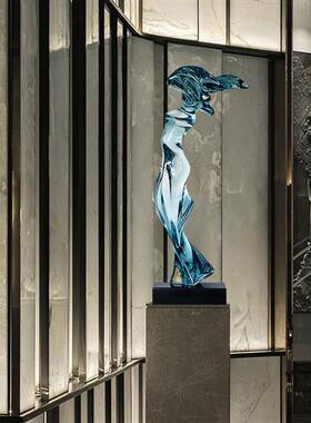 酒店大堂售楼处玄关雕塑艺术品落地透明树脂摆件高档客厅家居饰品