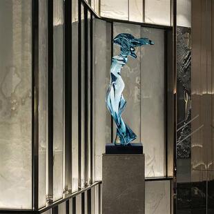 酒店大堂售楼处玄关雕塑艺术品落地透明树脂摆件高档客厅家居饰品