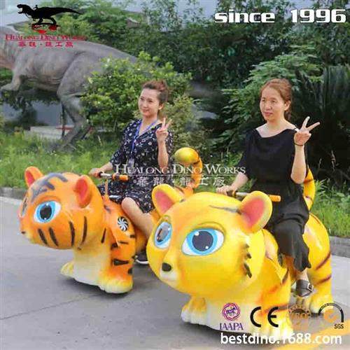 地摊娱乐项目仿真互动小车商场公园游乐场互动玩耍老虎动物小车.
