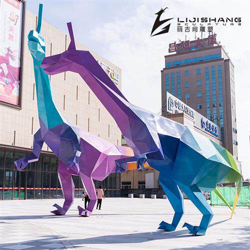 大型动物景观雕塑不锈钢炫彩鲸鱼燕子恐龙凤凰景观美陈不锈钢雕塑