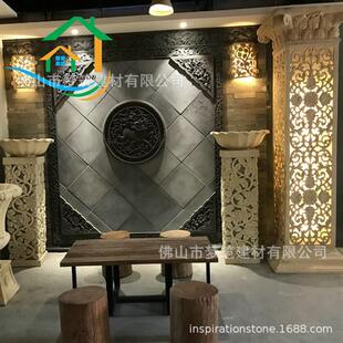 厂家定制玻璃钢主题酒店餐馆异型玻璃钢柱人造石艺术透光造型柱