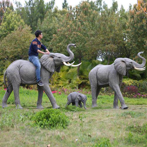 仿真大象犀牛玻璃钢大型动物雕塑户外园林景观庭院落地摆件装饰品