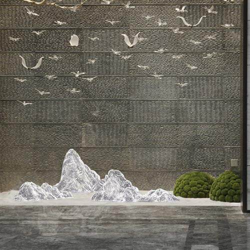 透明树脂假山落地摆件酒店景观装饰艺术品别墅玄关售楼处大型雕塑