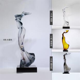 抽象艺术装饰品摆件售楼处酒店大堂玄关雕塑会所大厅透明轻奢软装