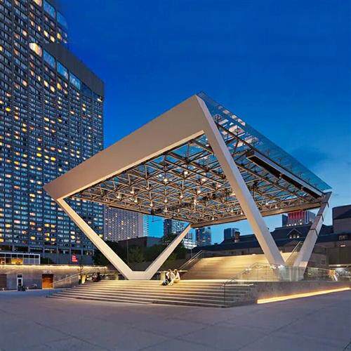 不锈钢廊架钢结构雕塑几何型创意阳光棚庭院镂空长廊定制大型廊架