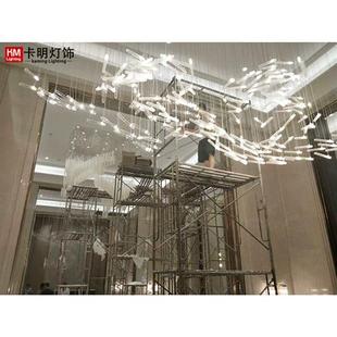 现货酒店大厅前台发光玻璃管工程灯样板房售楼部沙盘水晶吊灯