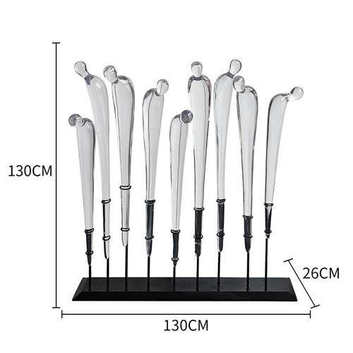 酒店大堂营销中心透明树脂鞠躬迎宾人抽象雕塑落地摆件装饰艺术品