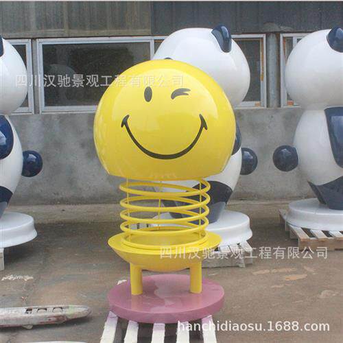 玻璃钢弹簧公仔小品摆件室外小品园林景观树脂工艺品笑脸娃娃
