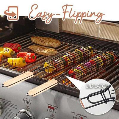 2 Pcs Grill Baskets Resuable Barbecue Net Portable