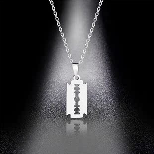Stainless Steel Safety Blade Razor Pendant Necklace Punk Hip