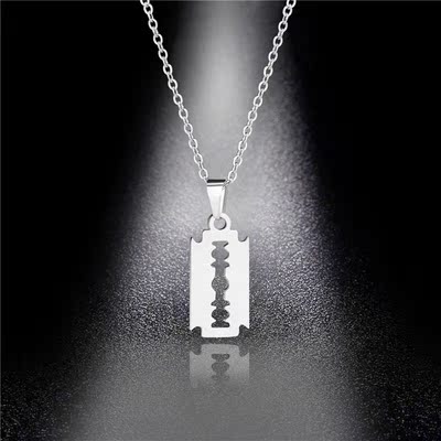 Stainless Steel Safety Blade Razor Pendant Necklace Punk Hip