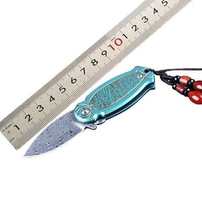 Damascus Steel Titanium Alloy Mini Small Folding Knife