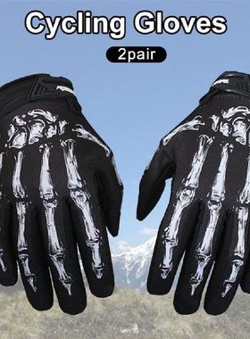 2pair Skull bike gloves Bicycle Full finger gloves outdoor