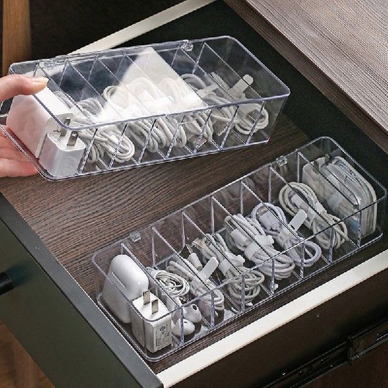 8 Grid Plastic Cable Management Box with Lid Cover Power