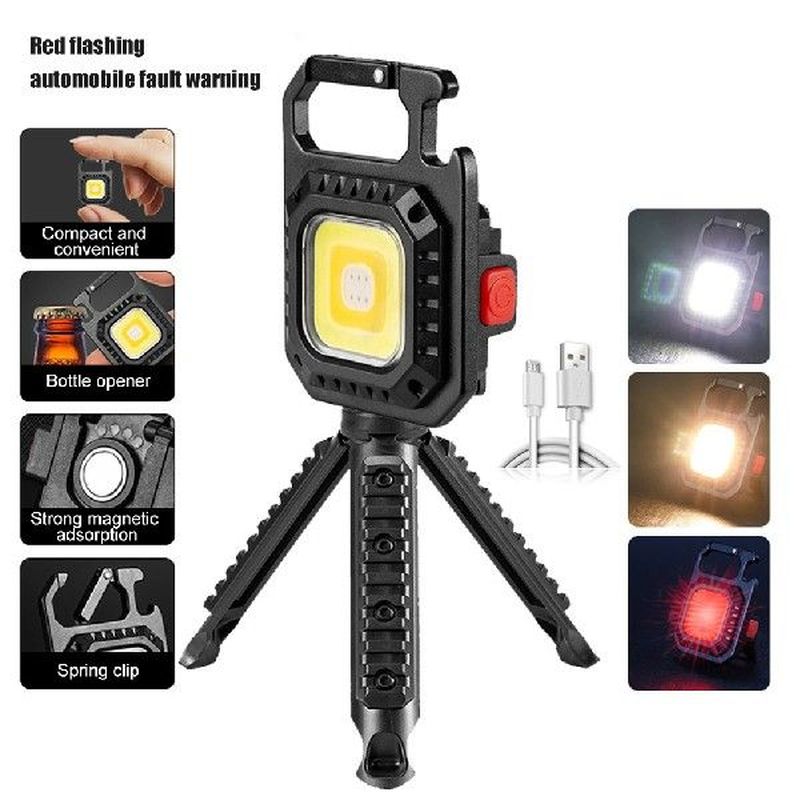 Mini LED Flashlight Keychain Light COB Portable Torch White