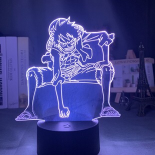 3d Acrylic Led Night Light anime decor Monkey D Luffy