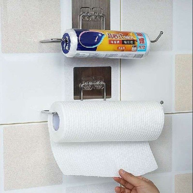 1/2PC Piece Punch-Free Wall Mounted Toilet Paper Roll Rack