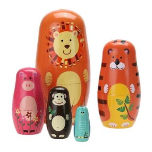5pcs Wood Russian Nesting Doll Matryoshka Dolls for Kids
