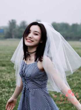 Certificate veil new wedding dress short female bride Korean