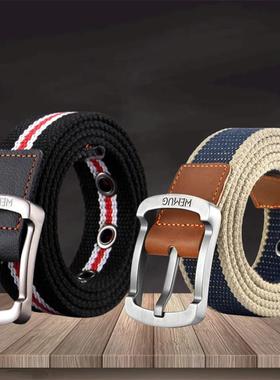 Outdoor  Men's Belt Solid Color Black and Red Stripe