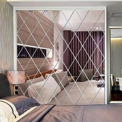 Diamond Spliced Mirror Stickers Self Adhesive Removable