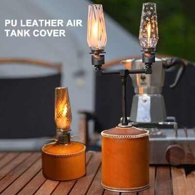 PU Leather Gas Canister Bag Cover Brown LPG Fuel Can