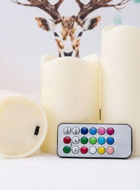 1 Set Flameless LED Pillar Candle Night Light With RGB